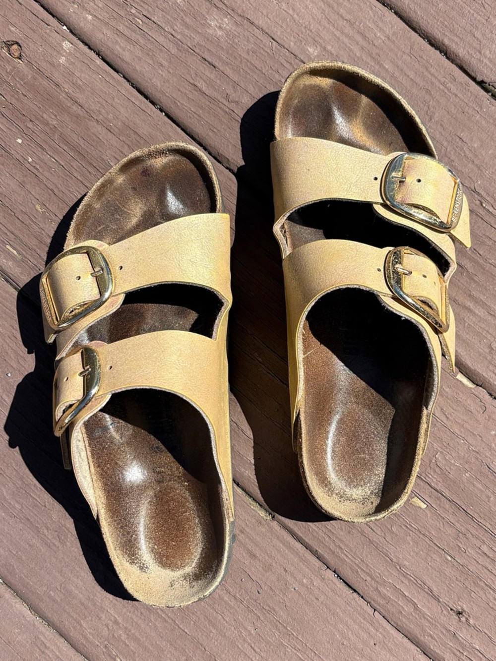 ♥️💖 Birkenstock Arizona Gold Metallic Leather Big Buckle Sandals EU 41